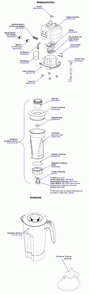 Diagram Diagram and Parts List for HBB250S-SA-L  Hamilton Beach Blender